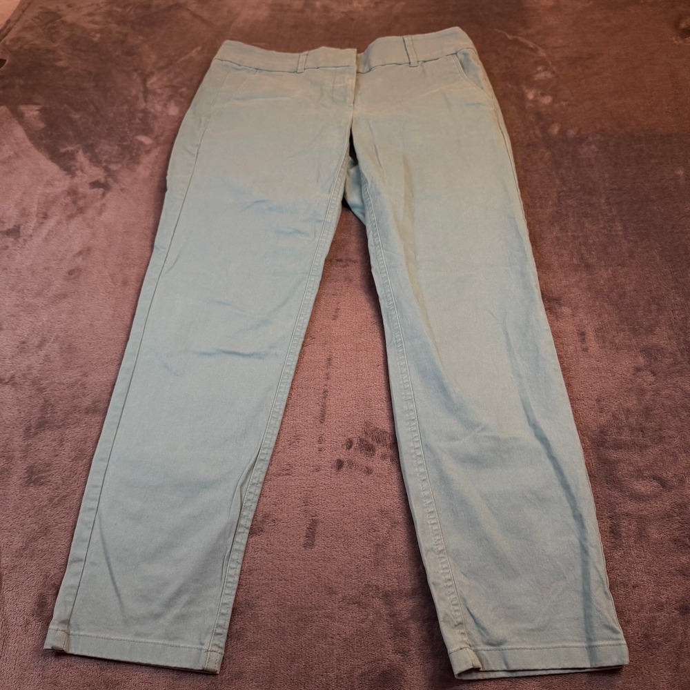 Loft Modern Chino Crop Pants Womens Size 4 Teal Blue Stretch Casual